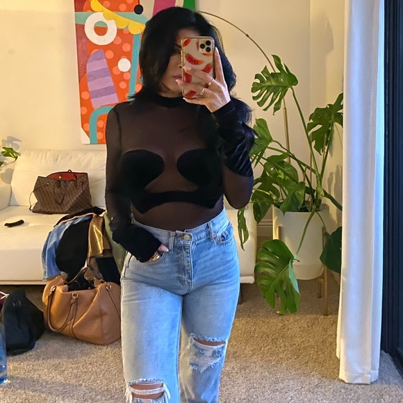 Tops - Sheer black bodysuit
